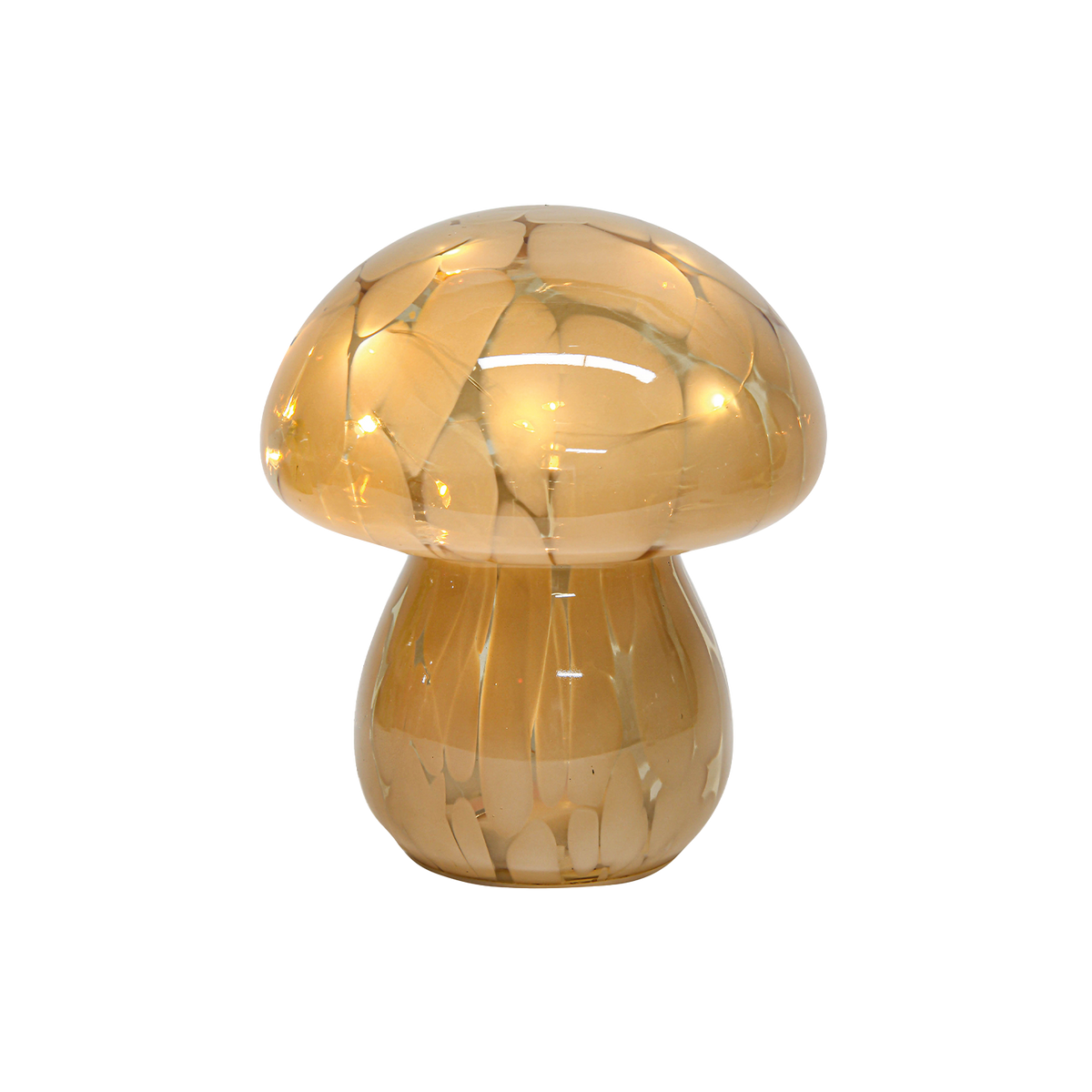 Beige speckled LED mushroom decoration, battery-operated, Ø13.5 cm H15.5 cm