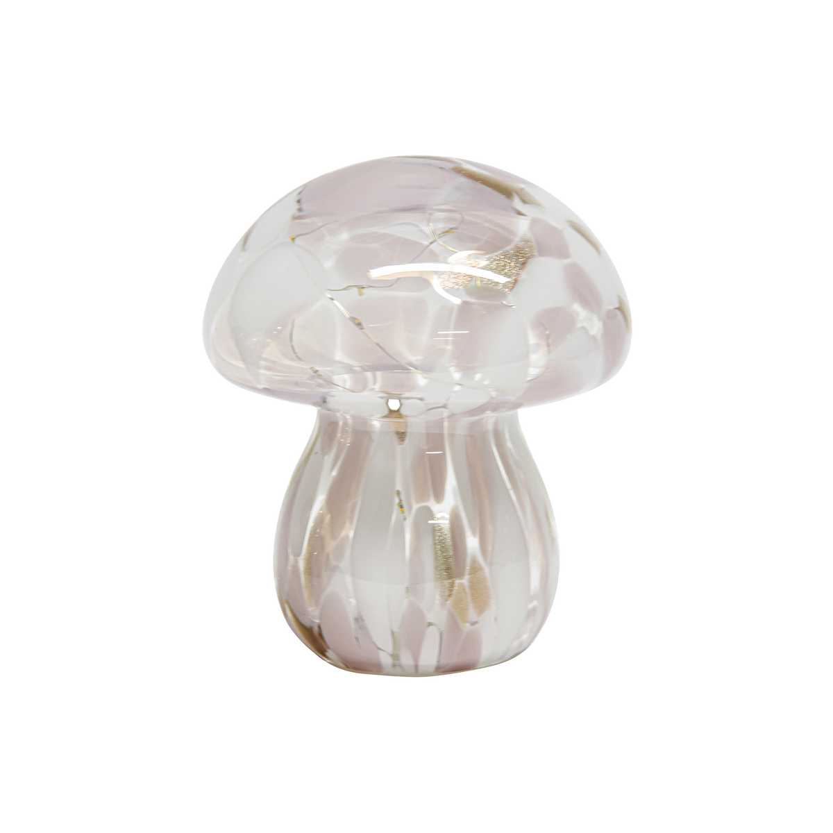 Battery-operated pink spotted LED mushroom decoration, D13.5 H15.5 cm