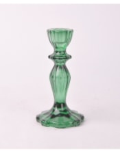Candle stick in green glass