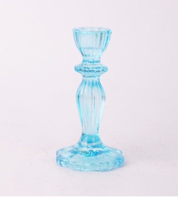 Candle Stick in Light blue glass