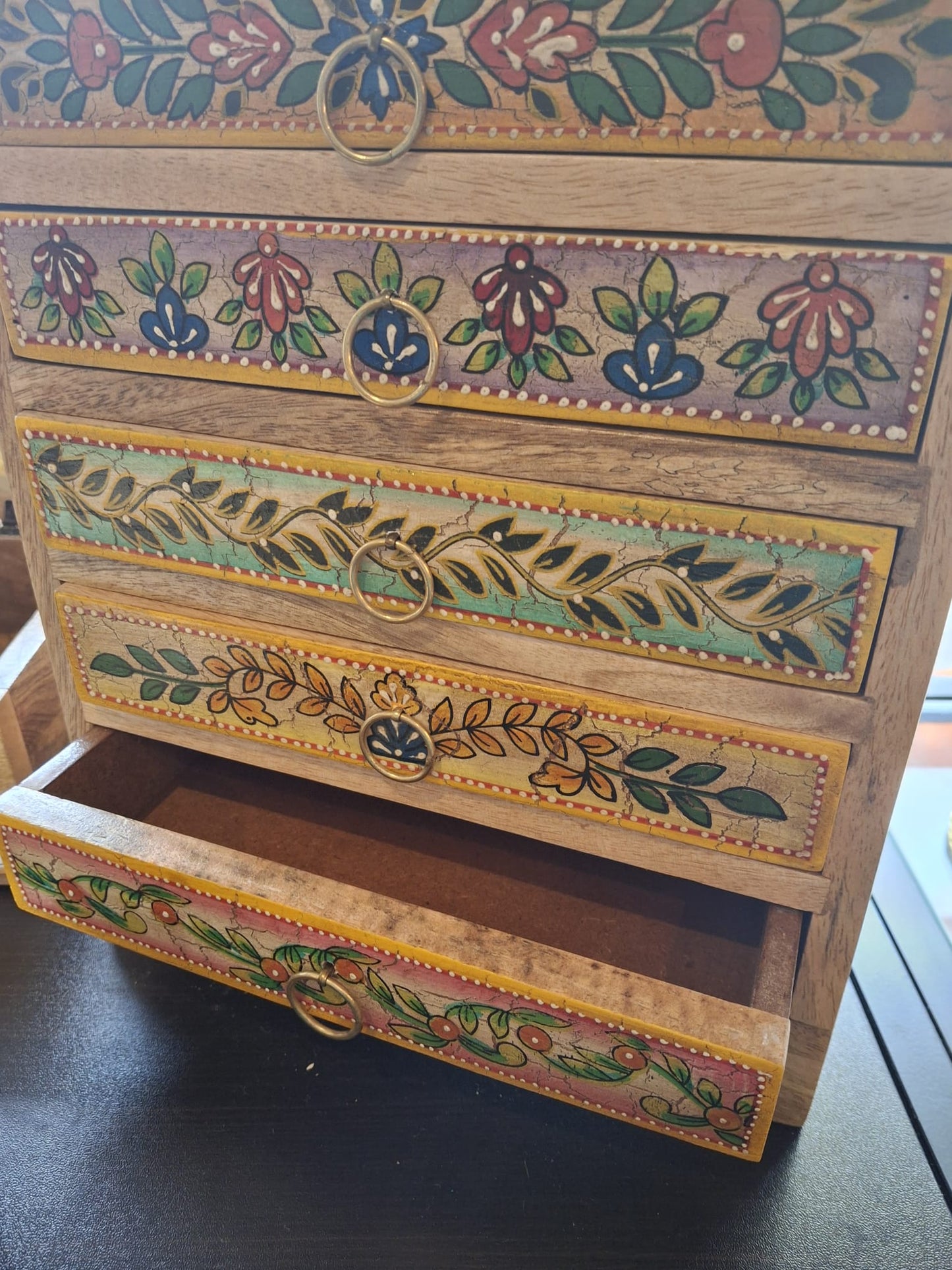 Storage: 6 Drawer hand painted mango wood chest