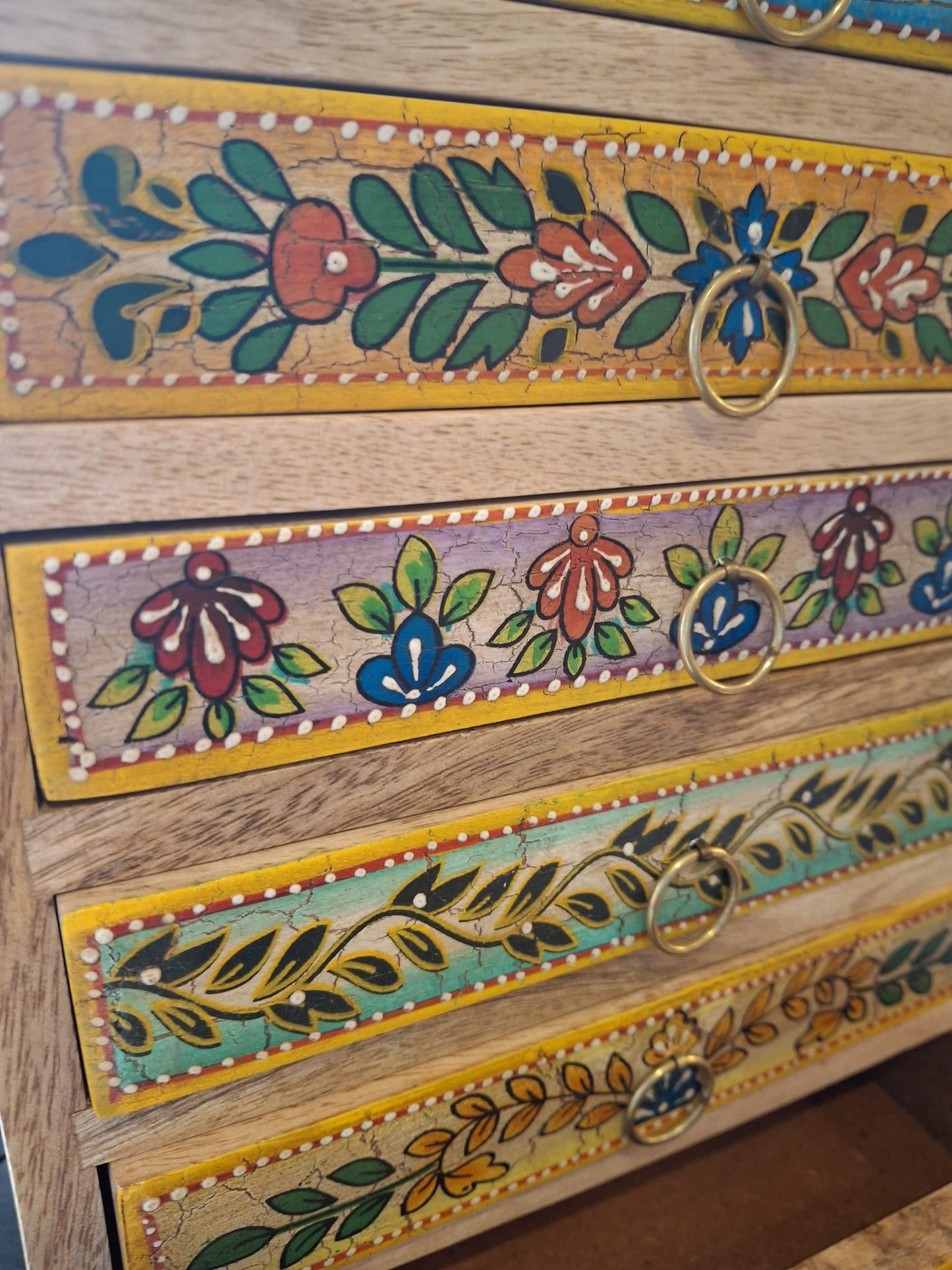 Storage: 6 Drawer hand painted mango wood chest