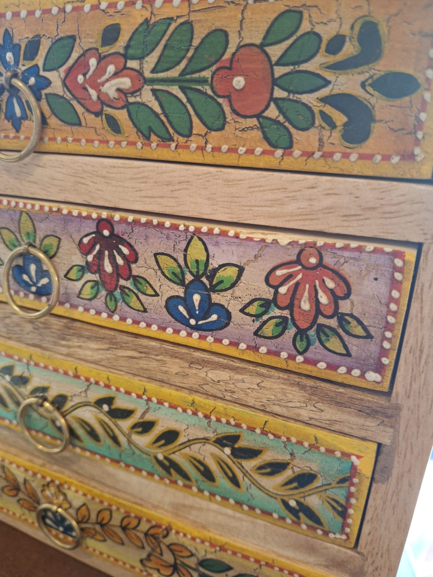 Storage: 6 Drawer hand painted mango wood chest