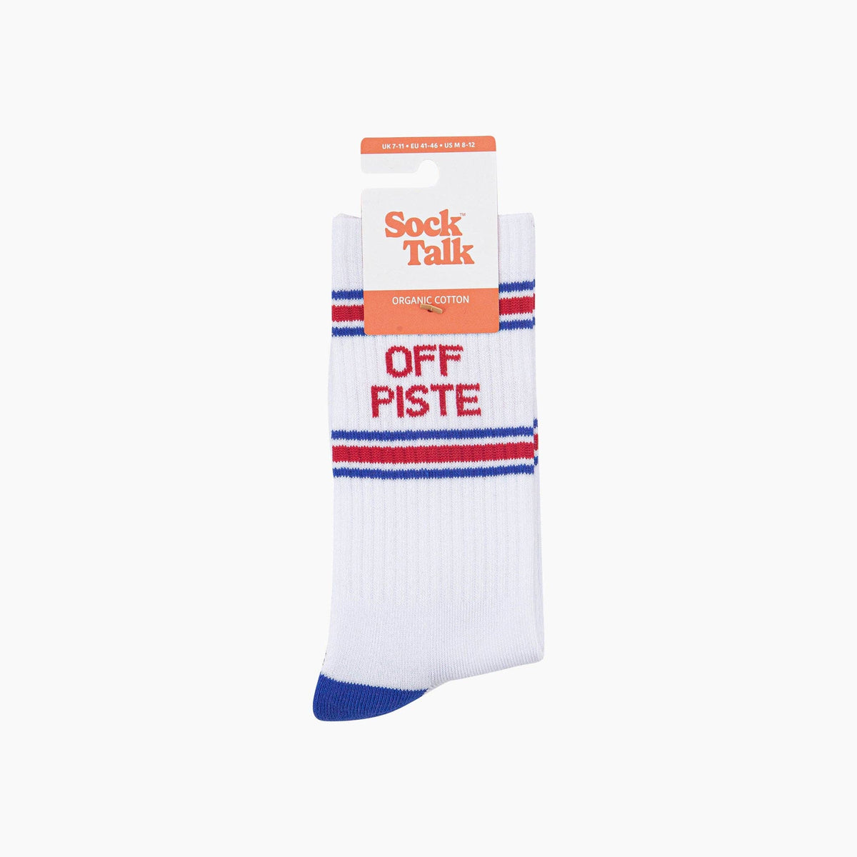 Off Piste Organic Cotton Sports Socks in White/Royal Blue