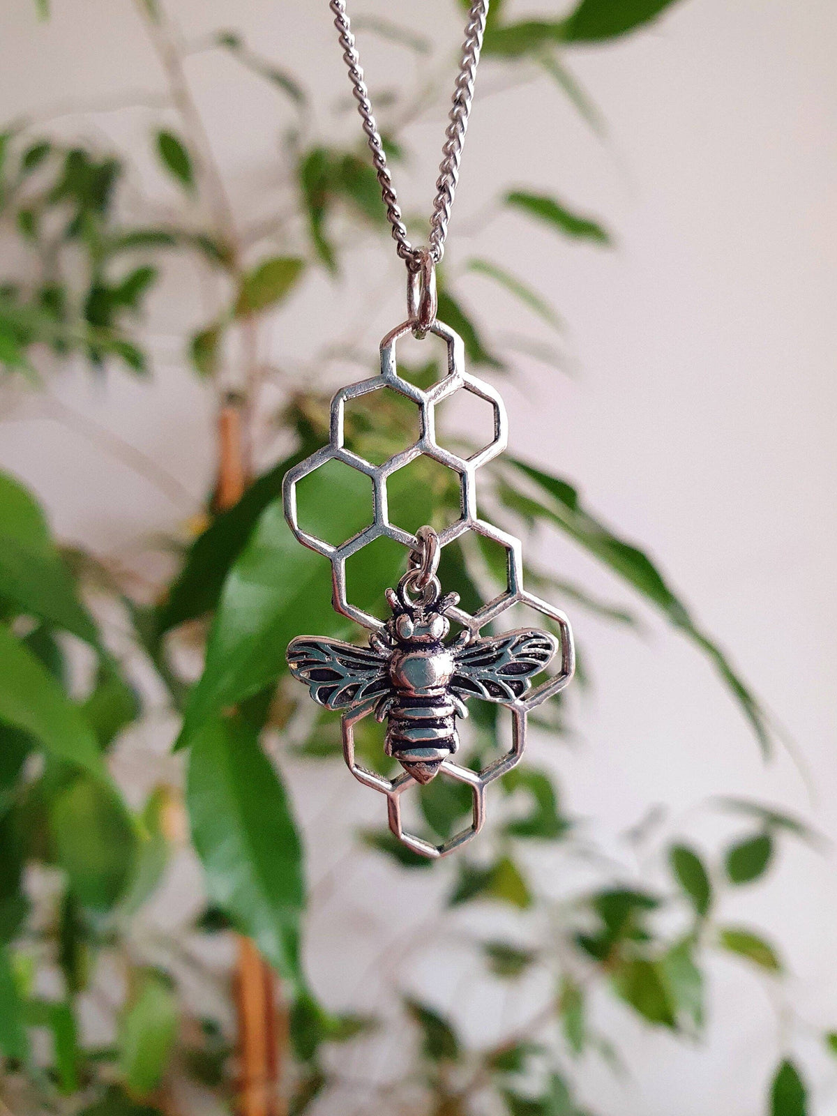 Bumble Bee & Honeycomb Necklace
