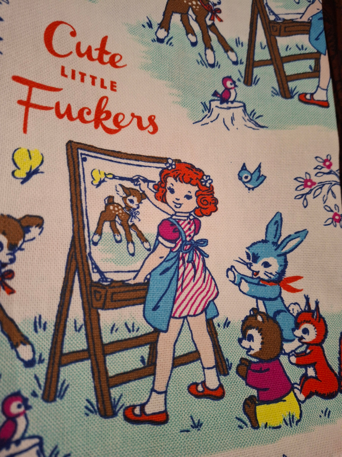 Tea towel 'Cute little f##kers'
