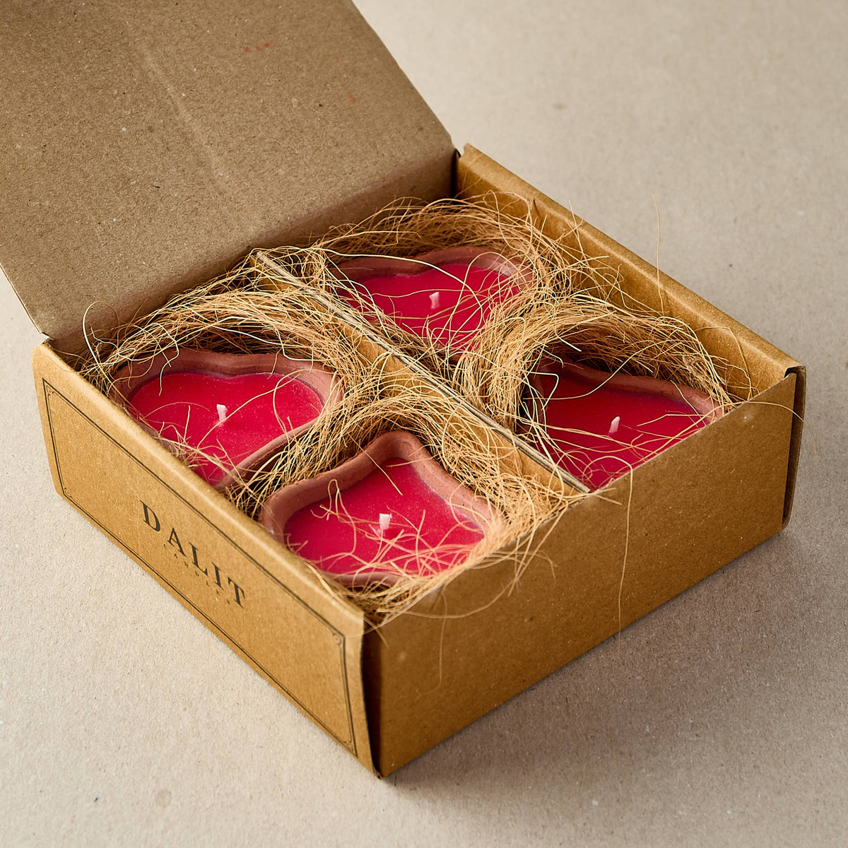 Heart-Shaped Terracotta Candles - Priya | 4 Rose Scented