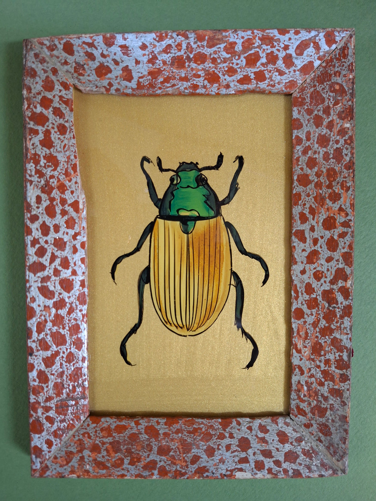 Indian Painting vintage wood frame