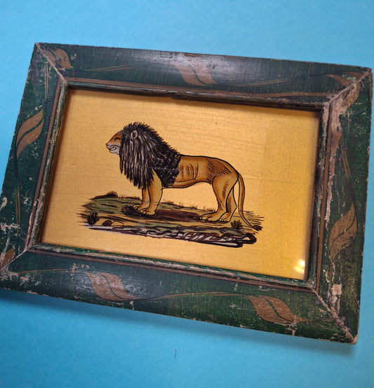 Indian Painting vintage wood frame