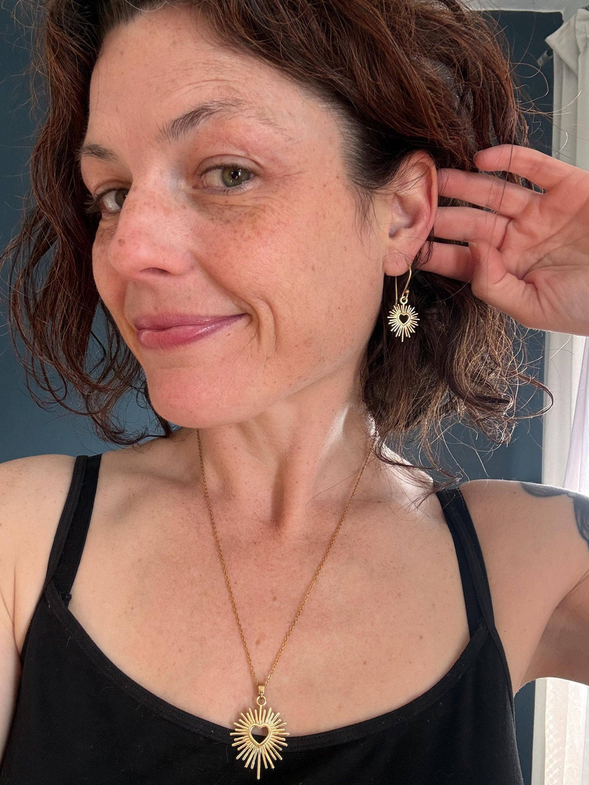 Silver Sacred Heart Earrings, Small Mexican Milagro Inspired Earrings