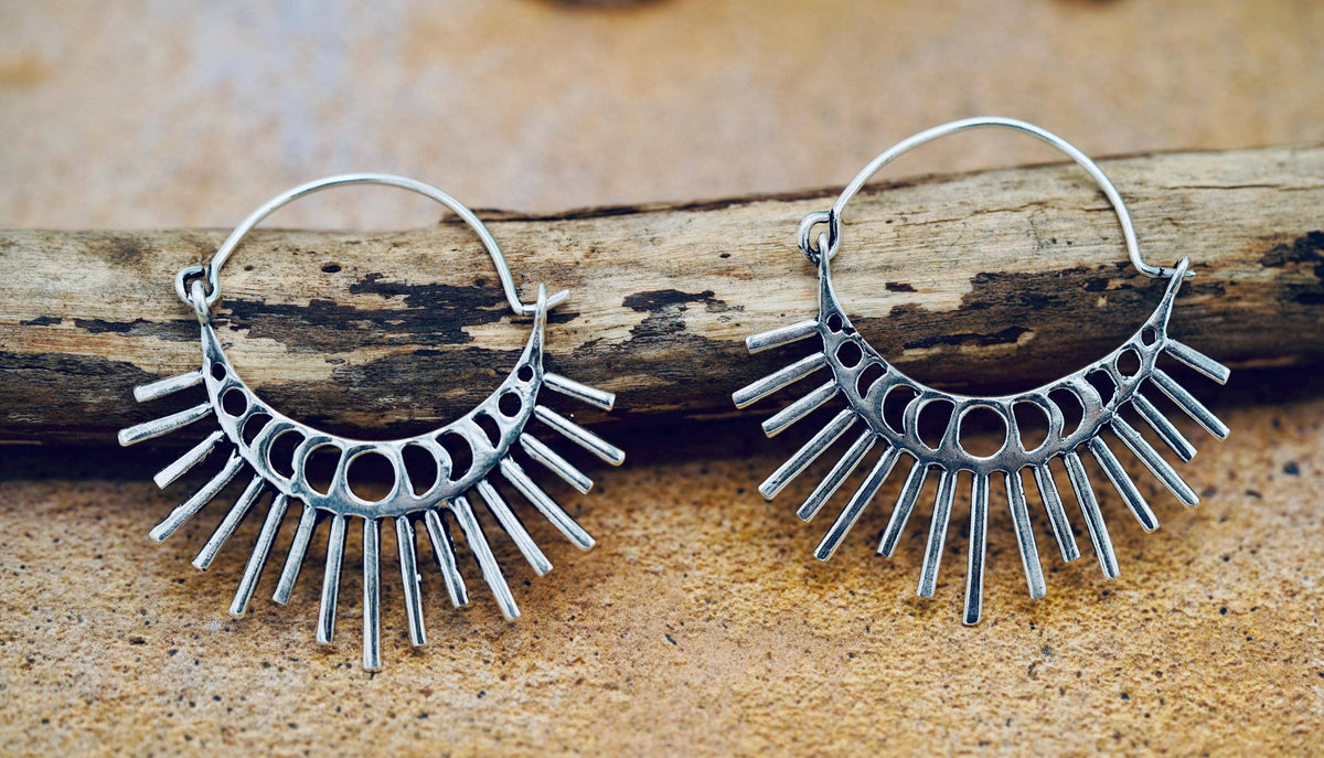 Sun & Moon Phase Cosmic Silver Earrings