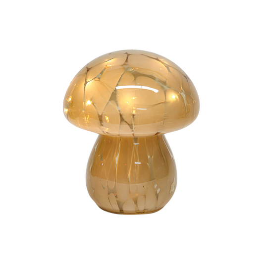 Beige speckled LED mushroom decoration, battery-operated, Ø13.5 cm H15.5 cm