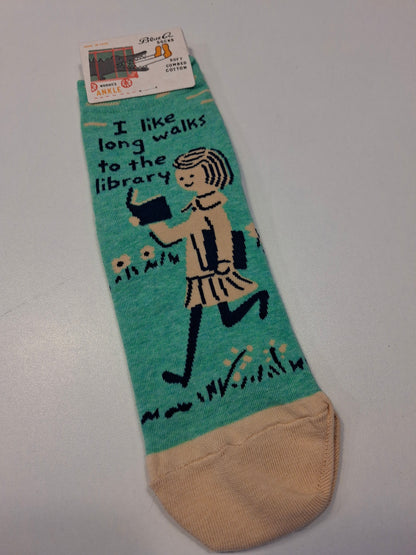 Womens socks; Long walks to the library