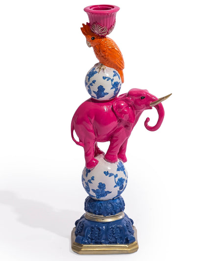 Elephant & Cockatoo Ornate Circus Stack Candle Holder