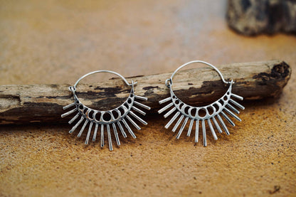 Sun & Moon Phase Cosmic Silver Earrings