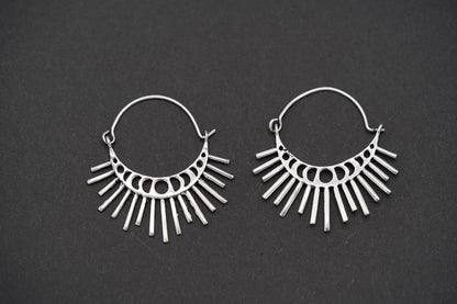Sun & Moon Phase Cosmic Silver Earrings