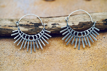 Sun & Moon Phase Cosmic Silver Earrings