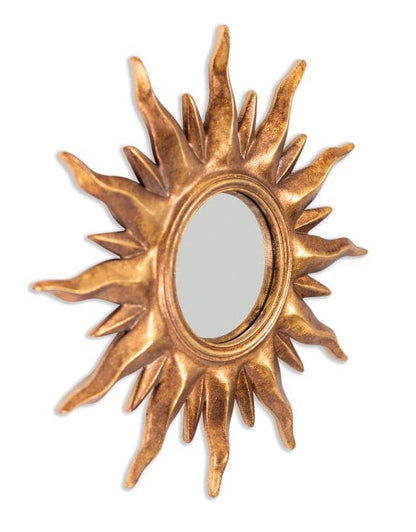 Antique Gold Sunburst Framed Small Convex Mirror