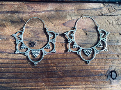 Statement silver boho earrings.