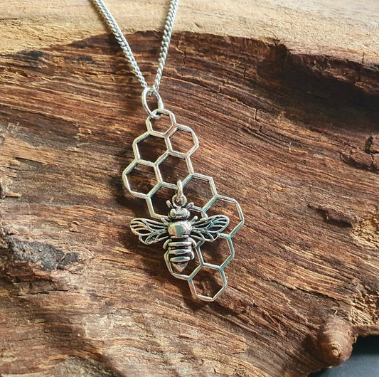 Bumble Bee & Honeycomb Necklace