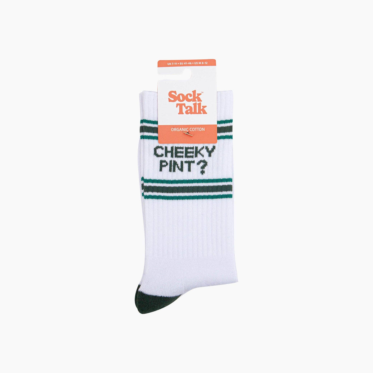 Cheeky Pint? Organic Cotton Sports Socks in White/Green