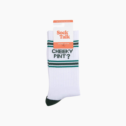 Cheeky Pint? Organic Cotton Sports Socks in White/Green