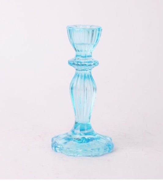 Candle Stick in Light blue glass