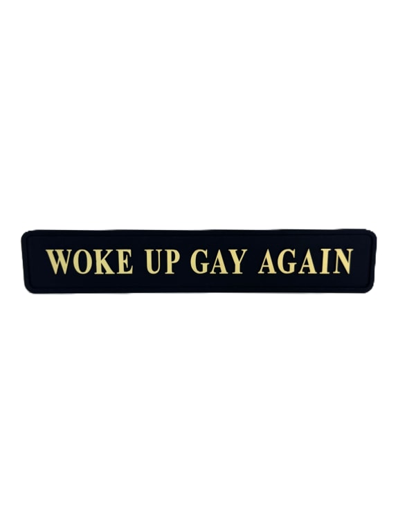 Signs: Black and Gold 'Woke Up Gay Again' wall sign