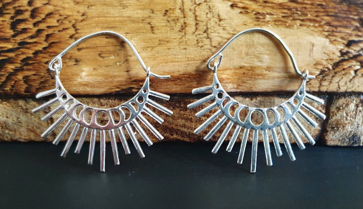 Sun & Moon Phase Cosmic Silver Earrings