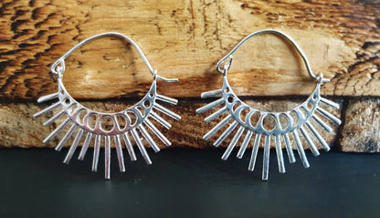 Sun & Moon Phase Cosmic Silver Earrings