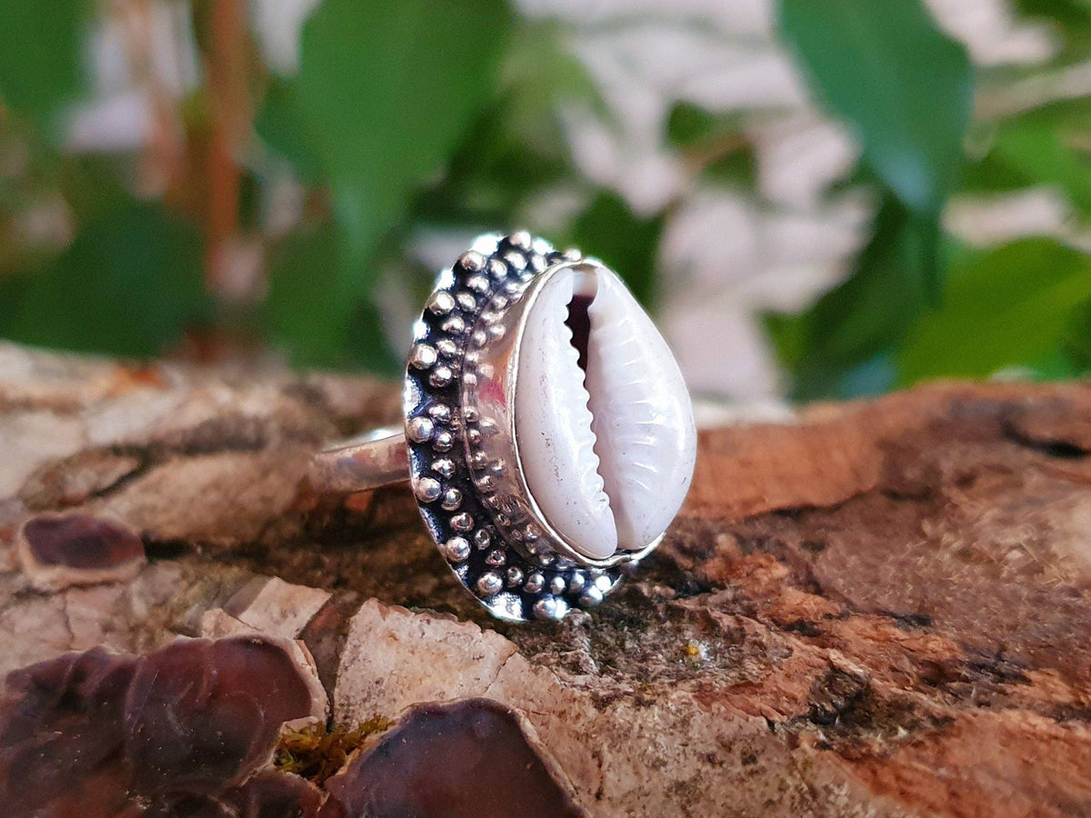 Cowrie Shell Silver Ring