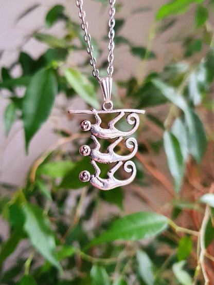 Three Monkeys Silver Necklace