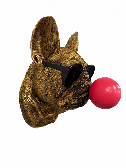 Gold Pug Dog Bubblegum Wall Head