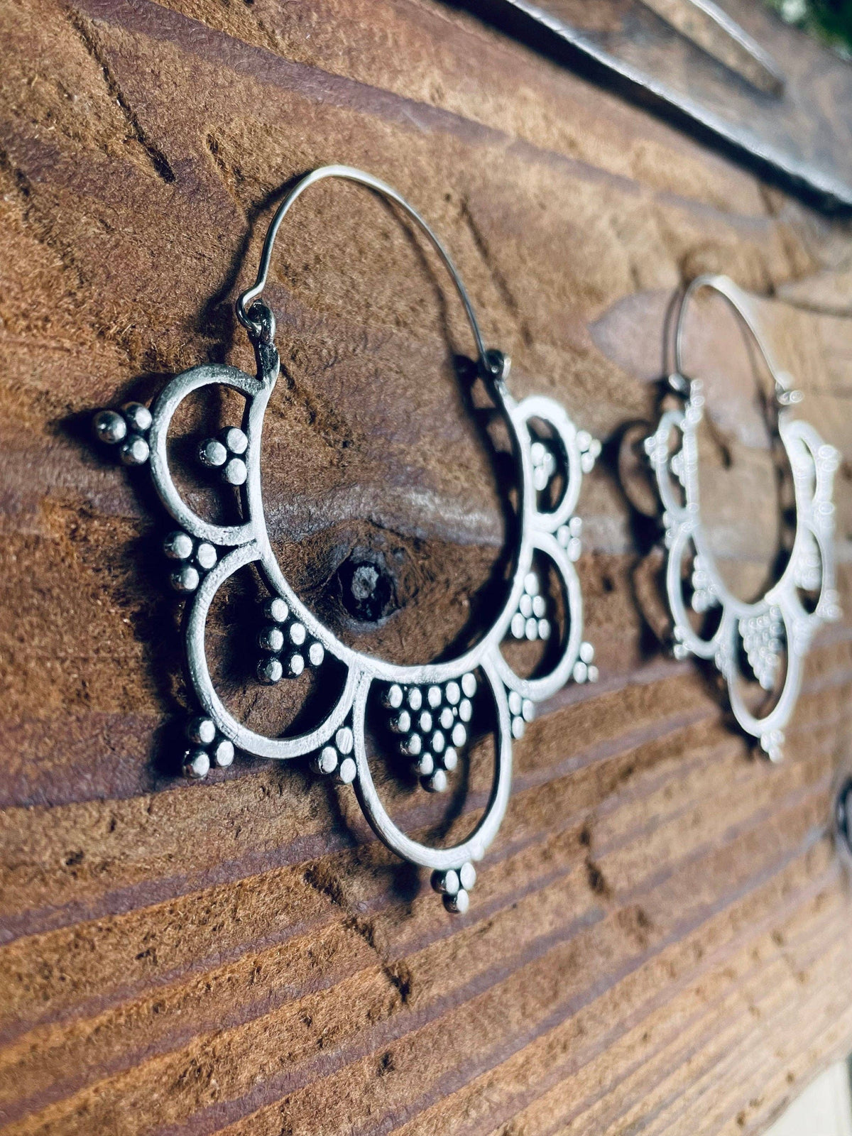 Statement silver boho earrings.