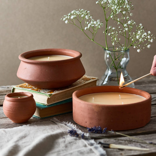 Coconut Scented 3 Wick Terracotta Candle | Alok