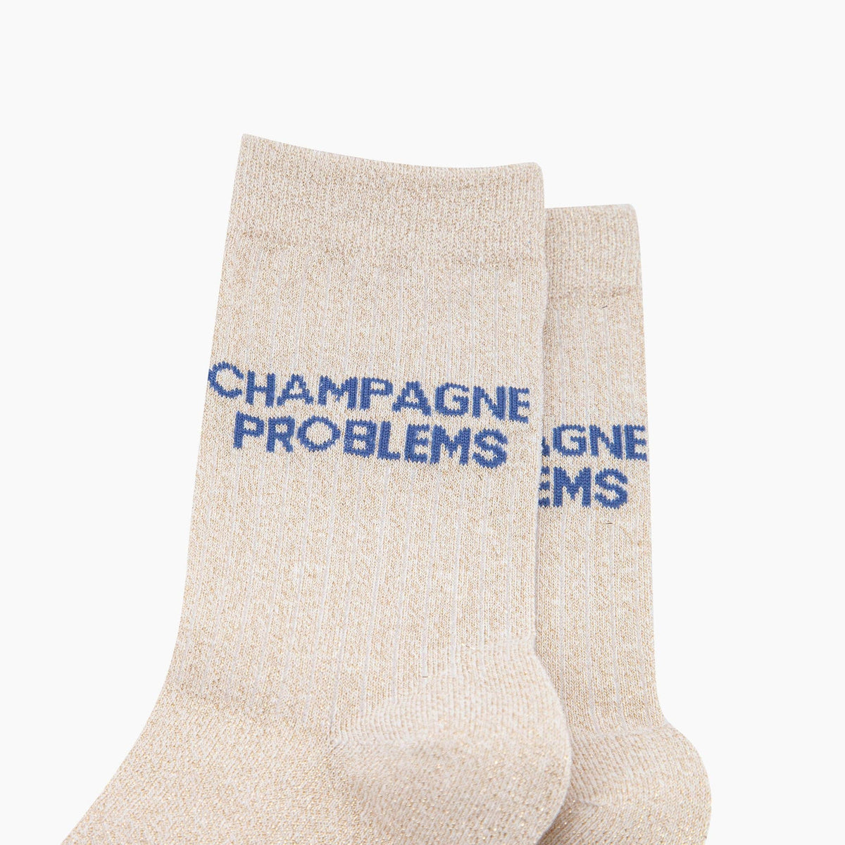 Champagne Problems Combed Cotton Glitter Socks in Cream