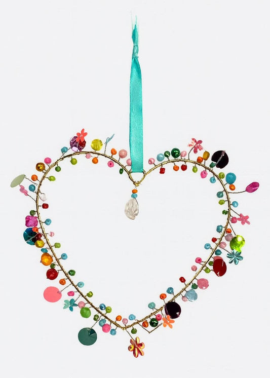 Handcrafted Wire Rainbow Love Heart Decoration – 13 cm