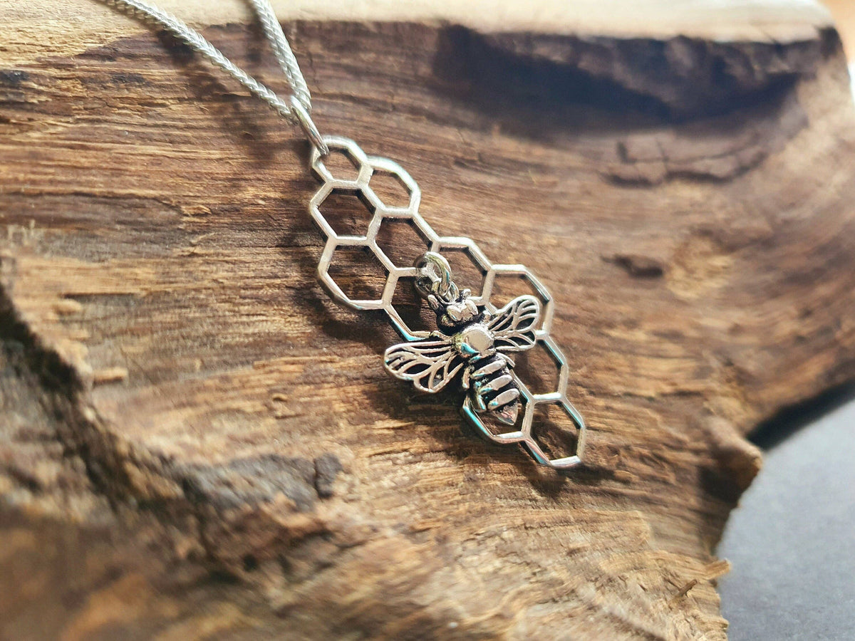 Bumble Bee & Honeycomb Necklace