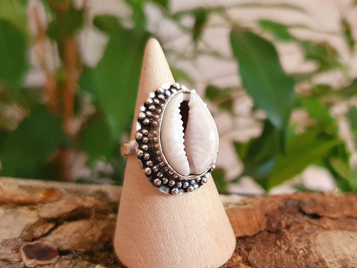 Cowrie Shell Silver Ring