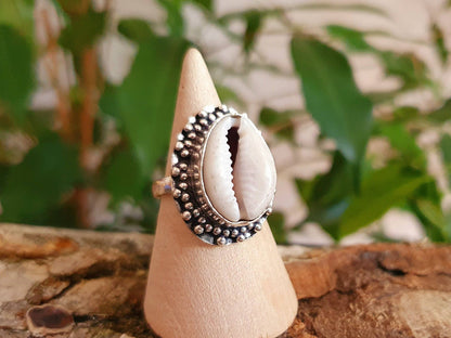 Cowrie Shell Silver Ring