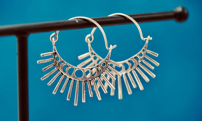 Sun & Moon Phase Cosmic Silver Earrings