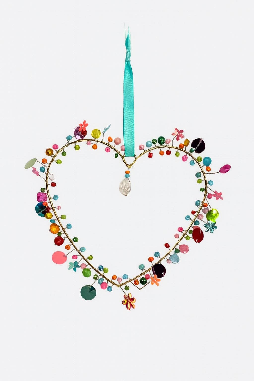 Handcrafted Wire Rainbow Love Heart Decoration – 13 cm
