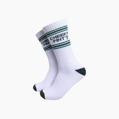 Cheeky Pint? Organic Cotton Sports Socks in White/Green