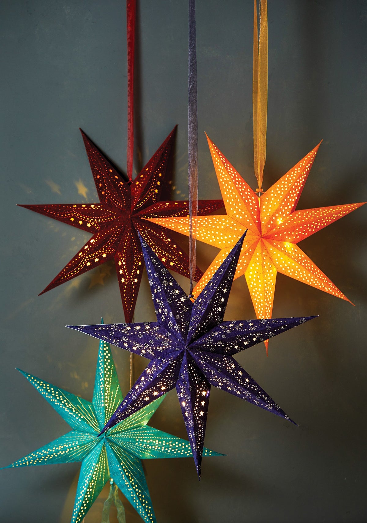 Green Velvet LED and Glitter Star