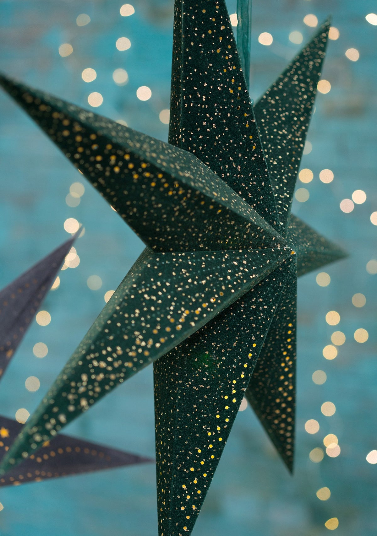 Green Velvet LED and Glitter Star