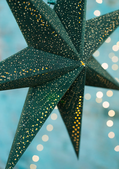 Green Velvet LED and Glitter Star