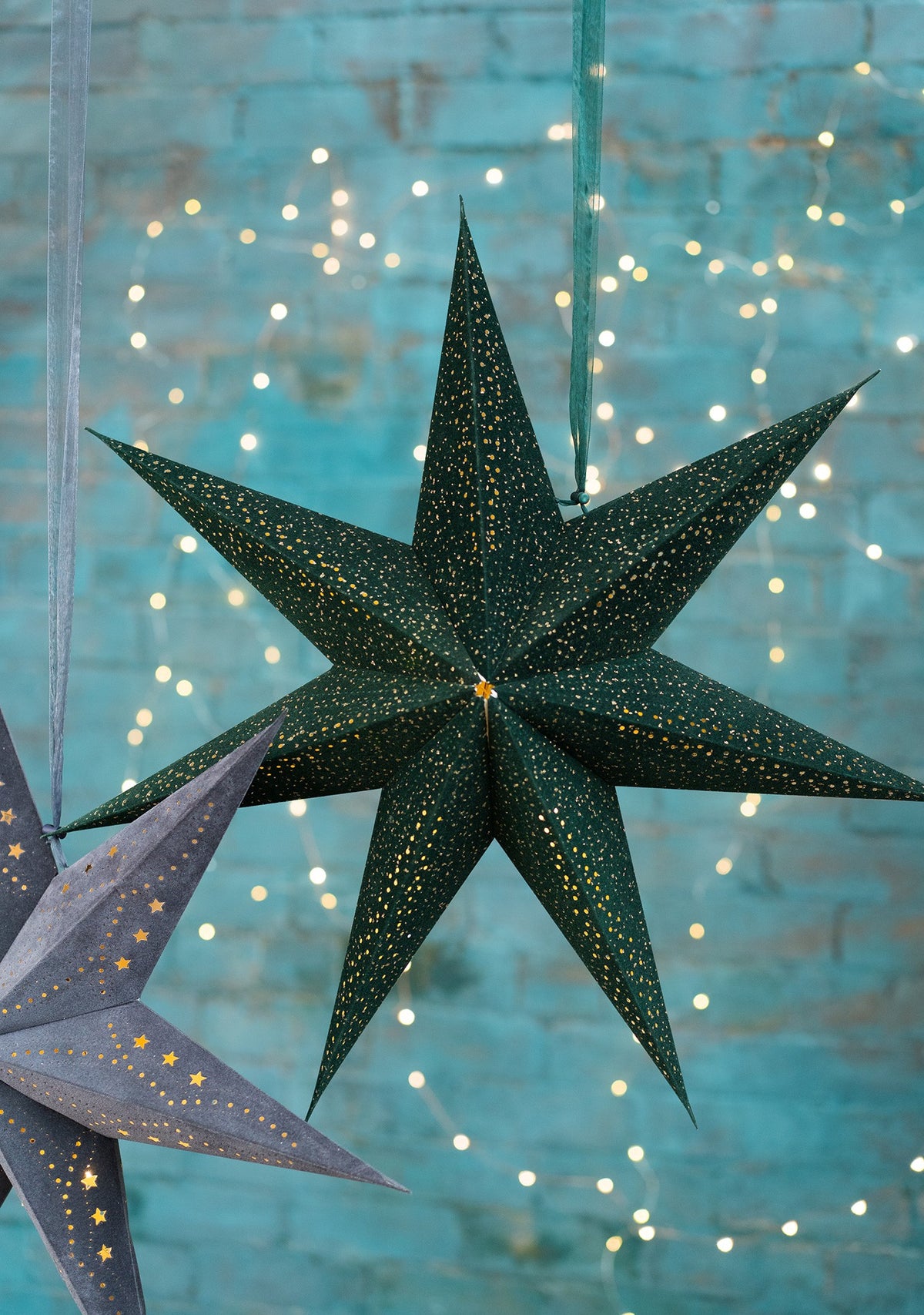 Green Velvet LED and Glitter Star
