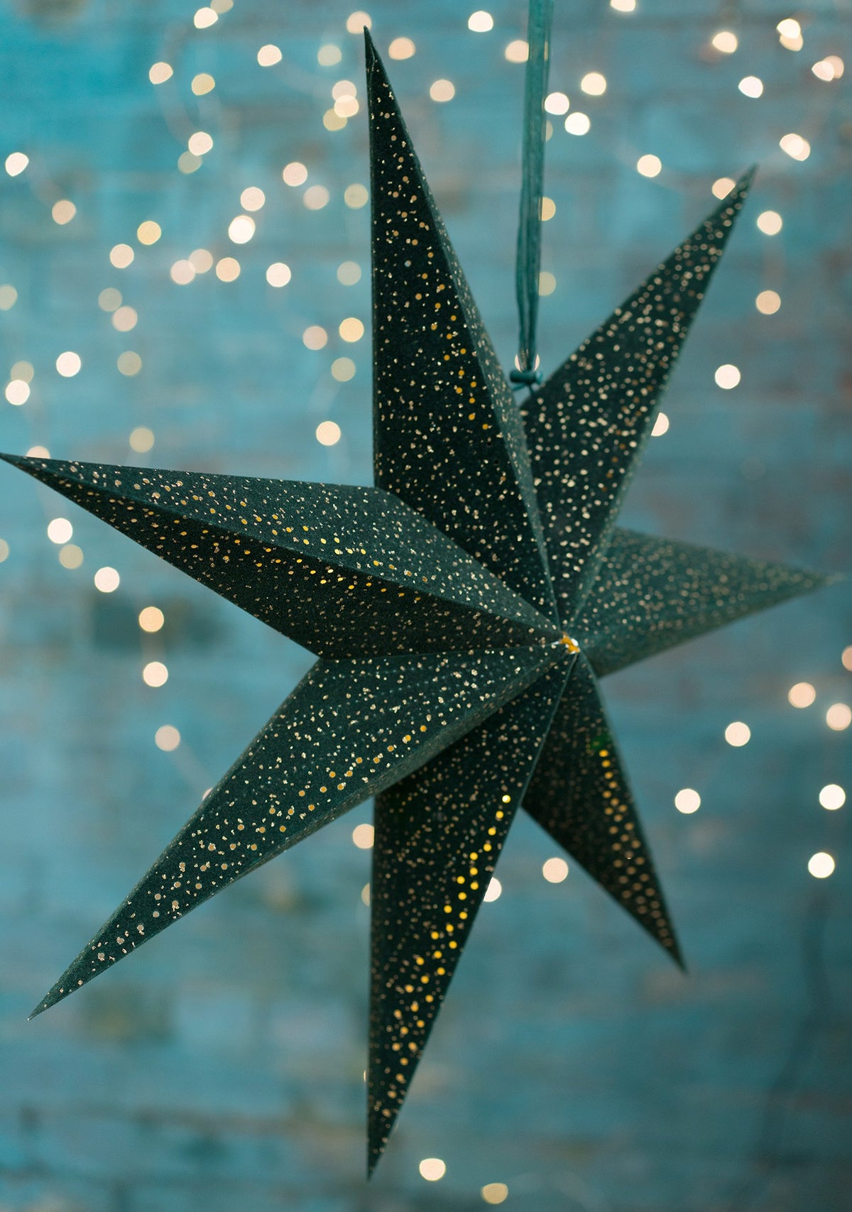 Green Velvet LED and Glitter Star