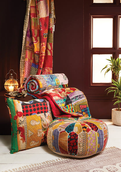 Vintage Kantha Pouffe
