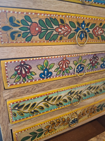 Storage: 6 Drawer hand painted mango wood chest